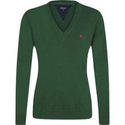 Sweter w kolorze khaki. Brązowe swetry damskie Denim Culture, l, z haftami, z bawełny, bez rękawów, bez kaptura. W wyprzedaży za 109,95 zł.