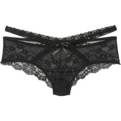 Figi brazylijskie bonprix czarny. Czarne majtki damskie bonprix, w koronkowe wzory, z koronki. Za 29,99 zł.