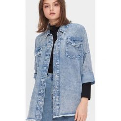 Jeansowa koszula oversize - Niebieski. Niebieskie koszule damskie House, s, bez wzorów, z jeansu, bez kołnierzyka, bez rękawów. Za 119,99 zł.