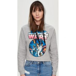 Bluzy damskie: Krótka bluza z nadrukiem star wars - Jasny szar