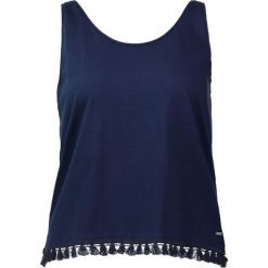 Top w kolorze niebieskim. Niebieskie bluzki damskie nietoperze Tom Tailor, xs, z aplikacjami, z bawełny, z okrągłym kołnierzem, bez rękawów. W wyprzedaży za 45,95 zł.