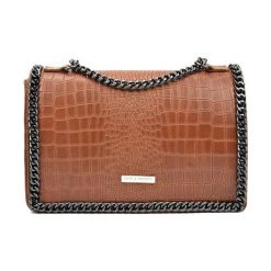 Torebki klasyczne damskie: Skórzana torebka w kolorze jasnobrązowym – (S)20 x (W)30 x (G)8 cm