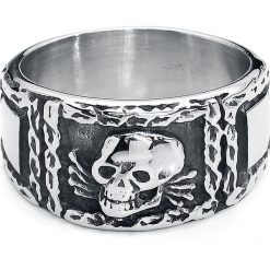 EtNox Hard and Heavy Signet Skull Pierścień srebrny. Szare sygnety męskie marki etNox Hard and Heavy, srebrne. Za 62,90 zł.