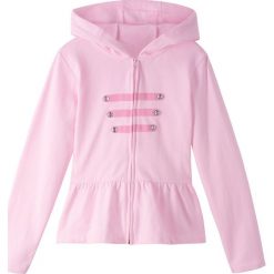 Bluza rozpinana z kapturem bonprix jasnoróżowy. Różowe bluzy dziewczęce bonprix, w paski, eleganckie, bez rękawów, z kapturem. Za 54,99 zł.