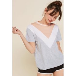 Undiz - T-shirt piżamowy Colblockiz. Szare piżamy damskie Undiz, s, bez wzorów, z bawełny, z krótkim rękawem. Za 39,90 zł.