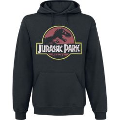 Jurassic Park Logo Bluza z kapturem czarny. Czarne bejsbolówki męskie Jurassic Park, l, z nadrukiem, z kapturem. Za 144,90 zł.