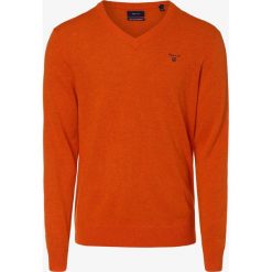 Gant - Sweter męski, pomarańczowy. Pomarańczowe swetry męskie GANT, xl, bez wzorów, z wełny, eleganckie, bez kołnierzyka, bez kaptura. Za 449,95 zł.