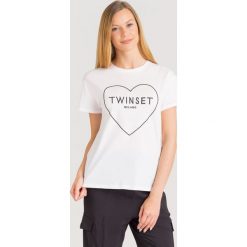 T-SHIRT TWINSET. Białe t-shirty damskie Twinset, s, z bawełny, z okrągłym kołnierzem. Za 160,00 zł.