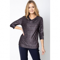 Połyskująca bluzka z dekoltem łódka QUIOSQUE. Szare bluzki longsleeves QUIOSQUE, w kolorowe wzory, z dzianiny, z dekoltem w łódkę. Za 129,99 zł.