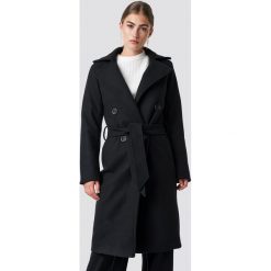 Rut&Circle Długi płaszcz Tove - Black. Czarne płaszcze damskie pastelowe Rut&Circle, w paski. Za 364,95 zł.