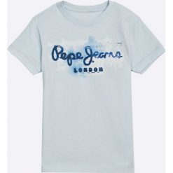 Pepe Jeans - T-shirt dziecięcy 122-180 cm. Szare t-shirty męskie marki Pepe Jeans, z nadrukiem, z bawełny, z okrągłym kołnierzem. Za 79,90 zł.