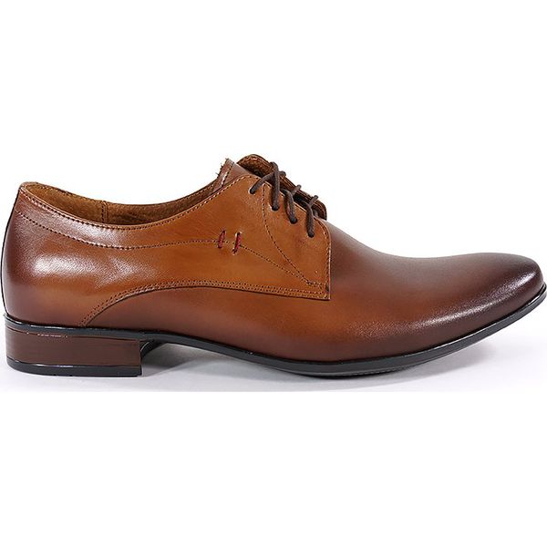 PÓŁBUTY WIZYTOWE NIKP 1597 BRĄZ. Buty wizytowe męskie Nikopol, bez wzorów, ze skóry, wizytowe, bez zapięcia. Za 219,00 zł.