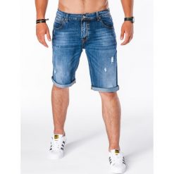 Spodenki i szorty męskie: KRÓTKIE SPODENKI MĘSKIE JEANSOWE W118 - NIEBIESKIE