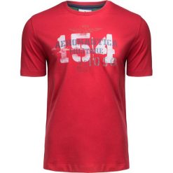 T-shirt AERONAUTICA MILITARE. Czerwone t-shirty męskie Aeronautica Militare, z nadrukiem, z bawełny, militarne, bez kołnierzyka. W wyprzedaży za 154,00 zł.