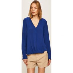 Dkny - Bluzka. Niebieskie bluzki damskie DKNY, s, bez wzorów, z poliesteru, bez kołnierzyka, z długim rękawem. Za 399,90 zł.