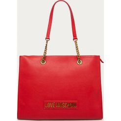Love Moschino - Torebka. Czerwone torby damskie na zakupy Love Moschino, w paski, ze skóry ekologicznej, na ramię, duże, bez dodatków. Za 839,90 zł.