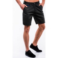 Krótkie spodenki męskie casual W207 - czarne. Czarne spodenki i szorty męskie Ombre Clothing, m, bez wzorów, z bawełny, klasyczne, krótkie. Za 29,00 zł.