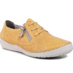 Półbuty RIEKER - 52511-68 Yellow. Żółte półbuty damskie Rieker, ze skóry. Za 259,99 zł.