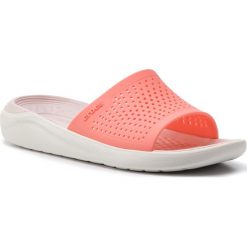 Klapki CROCS - Literide Slide 205183 Melon/White. Pomarańczowe klapki damskie Crocs, bez wzorów, z tworzywa sztucznego, bez obcasa. Za 199,00 zł.