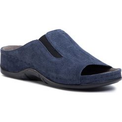 Klapki BERKEMANN - Isabella 01105 Darkjeans/Print 340. Niebieskie klapki damskie Berkemann, bez wzorów, ze skóry, bez obcasa. Za 329,00 zł.