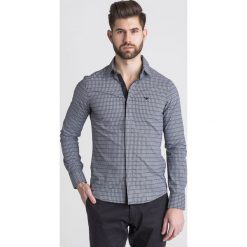 KOSZULA Emporio Armani. Czarne koszule męskie Emporio Armani, s, z haftami, z elastanu, z klasycznym kołnierzykiem, bez rękawów. Za 433,30 zł.