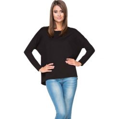 Czarna Bluza z Dłuższym Tyłem. Czarne bluzki damskie marki Molly.pl, s, bez wzorów, z bawełny, z długim rękawem, długie, bez kaptura. Za 129,90 zł.