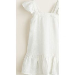Mango Kids - Sukienka dziecięca Gala 80-104 cm. Białe sukienki dziewczęce Mango Kids, z haftami, z bawełny, casualowe, z krótkim rękawem, krótkie, mini, rozkloszowane. W wyprzedaży za 49,90 zł.
