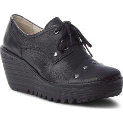 Półbuty FLY LONDON - Yotifly P500904000 Black. Czarne creepersy damskie Fly London, z materiału, na koturnie. Za 499,00 zł.