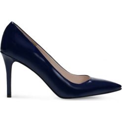 Czółenka FIORITA. Niebieskie czółenka peep toe marki Gino Rossi, ze skóry, na obcasie. Za 249,90 zł.