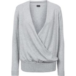 Sweter kopertowy bonprix jasnoszary melanż. Szare swetry klasyczne damskie marki Reserved, l, z dekoltem w serek. Za 74,99 zł.