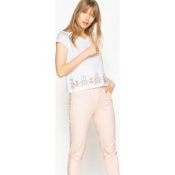 T-shirty damskie: T-shirt z ozdobą, czysta bawełna, krótki rękaw