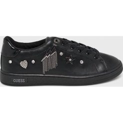 Guess Jeans - Buty. Czarne buty sportowe damskie Guess Jeans, z aplikacjami, z jeansu. Za 469,90 zł.