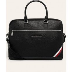 Tommy Hilfiger - Torba na laptopa. Czarne torby męskie skórzane TOMMY HILFIGER, w paski, ze skóry ekologicznej. Za 729,90 zł.