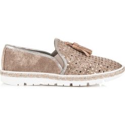 Ażurowe Slipony Espadryle JULIENNE. Czarne trampki i tenisówki damskie marki KYLIE, z jeansu. Za 89,90 zł.