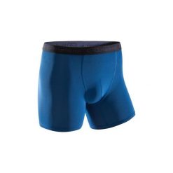 Bokserki oddychające do biegania męskie. Niebieskie bokserki męskie marki KALENJI, z elastanu. Za 14,99 zł.