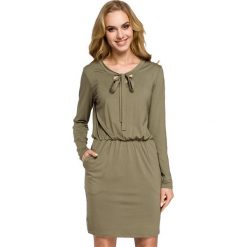 ELLA Sukienka z wiskozy - khaki. Żółte sukienki dziewczęce marki Moe, bez wzorów, z wiskozy, biznesowe, bez rękawów. Za 149,00 zł.