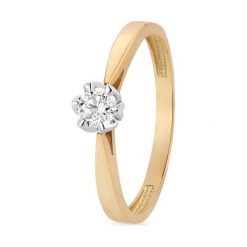 Wyjątkowy Pierścionek Złoty - złoto 585, Brylant 0,22ct. Żółte pierścionki damskie W.KRUK, z brylantem, złote. Za 4990,00 zł.
