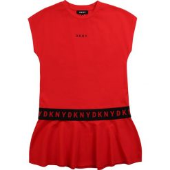 Dkny - Sukienka dziecięca 152-158 cm. Czarne sukienki dziewczęce DKNY, z aplikacjami, z elastanu, z krótkim rękawem, krótkie, mini, proste. Za 339,90 zł.