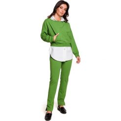 Limonkowa Krótka Nierozpinana Bluza z Kieszeniami. Bluzki damskie Molly.pl, s, bez wzorów, z dresówki, z krótkim rękawem, krótkie, bez kaptura. Za 125,90 zł.