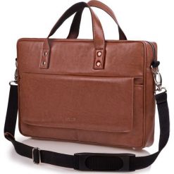 TORBA MĘSKA NA RAMIĘ SOLIER S32 WESTPORT CAMEL. Brązowe torby na laptopa Tagless, w paski. Za 174,62 zł.