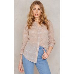 Koszule damskie: NA-KD Boho Wzorzysta bawełniana koszula – Beige,Multicolor