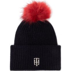 Czapka TOMMY HILFIGER - Th Pompom Beanie AW0AW07545 CJM. Niebieskie czapki damskie TOMMY HILFIGER, na zimę, bez wzorów, z wełny. W wyprzedaży za 149,00 zł.