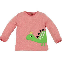 Bluza "Dino" w kolorze jasnoróżowym. Czerwone bluzy niemowlęce Bondi, z aplikacjami, z bawełny. W wyprzedaży za 45,95 zł.