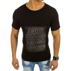 T-shirty męskie: T-shirt męski z napisami czarny (rx2005)