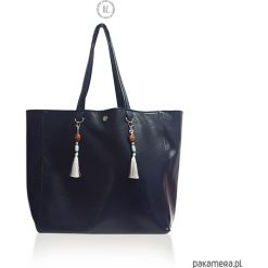 Torba DARK BLUE RODOS - shopper XL ekoskóra. Niebieskie shopper bag damskie Pakamera, duże. Za 189,00 zł.