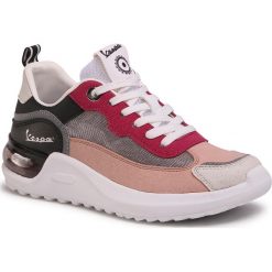 Sneakersy VESPA - Bubble V00093-321-5660 Fuchsia/Mauve. Różowe półbuty damskie Vespa, bez wzorów, ze skóry ekologicznej, bez obcasa, na płaskiej podeszwie, bez zapięcia. Za 449,00 zł.