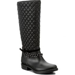 Kalosze GUESS - Ralan FLRAL3 RUB11 BLACK. Czarne buty zimowe damskie marki Guess, z aplikacjami, z materiału. W wyprzedaży za 319,00 zł.