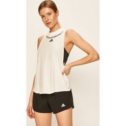 Adidas Performance - Top. Białe topy damskie adidas Performance, s, z nadrukiem, z bawełny, z okrągłym kołnierzem. W wyprzedaży za 99,90 zł.