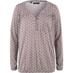 Shirt bluzkowy bawełniany, długi rękaw bonprix brązowy wzorzysty. Pomarańczowe koszulki damskie marki bonprix, bez wzorów, z bawełny, bez kołnierzyka, z długim rękawem. Za 21,99 zł.