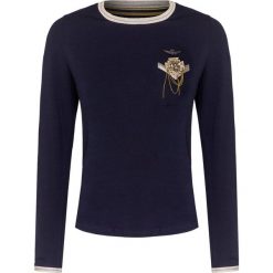 T-shirt z długim rękawem AERONAUTICA MILITARE. Niebieskie bluzki damskie Aeronautica Militare, z aplikacjami, z bawełny, bez kołnierzyka. Za 550,00 zł.